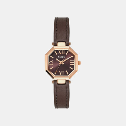 Timex Trendline Women Quartz Brown Dial Analog Leather Watch Twel26901