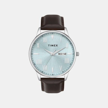 Timex Trendline Men Quartz Blue Dial Analog Leather Watch Twtg12113