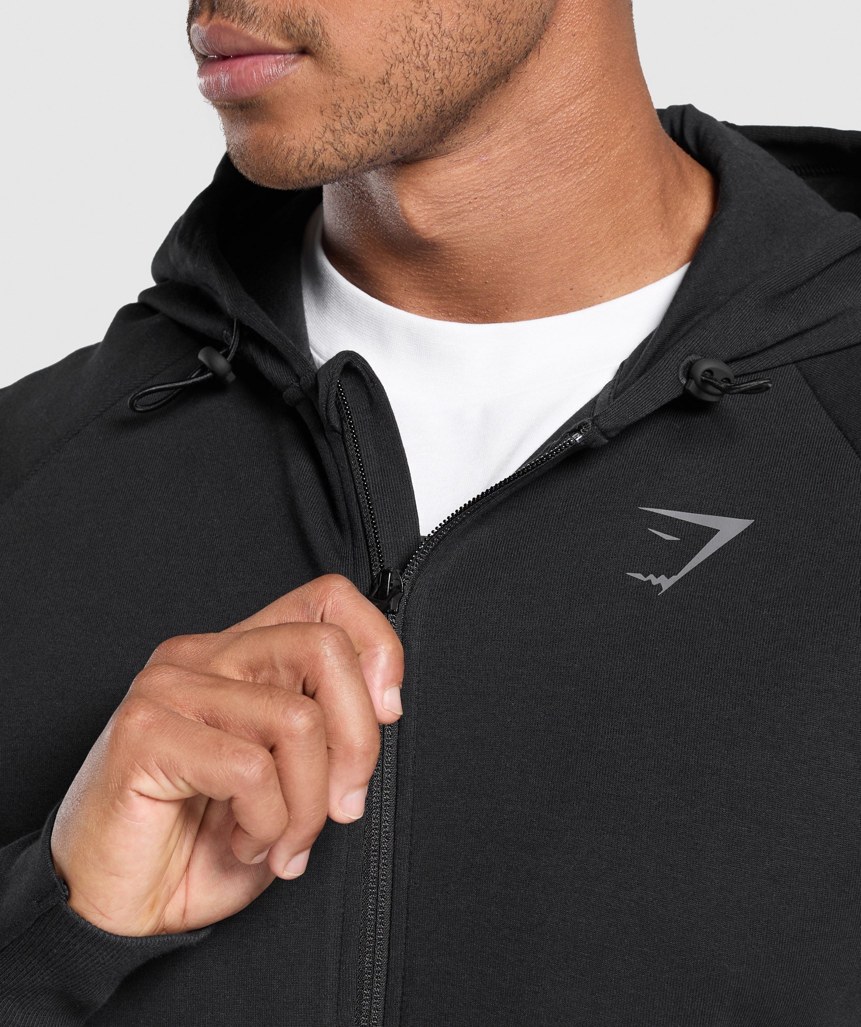 Gymshark Interlock Tech Zip Up Hoodie Black