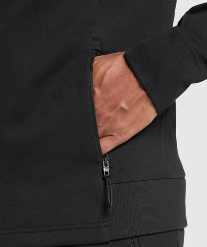 Gymshark Interlock Tech Zip Up Hoodie Black