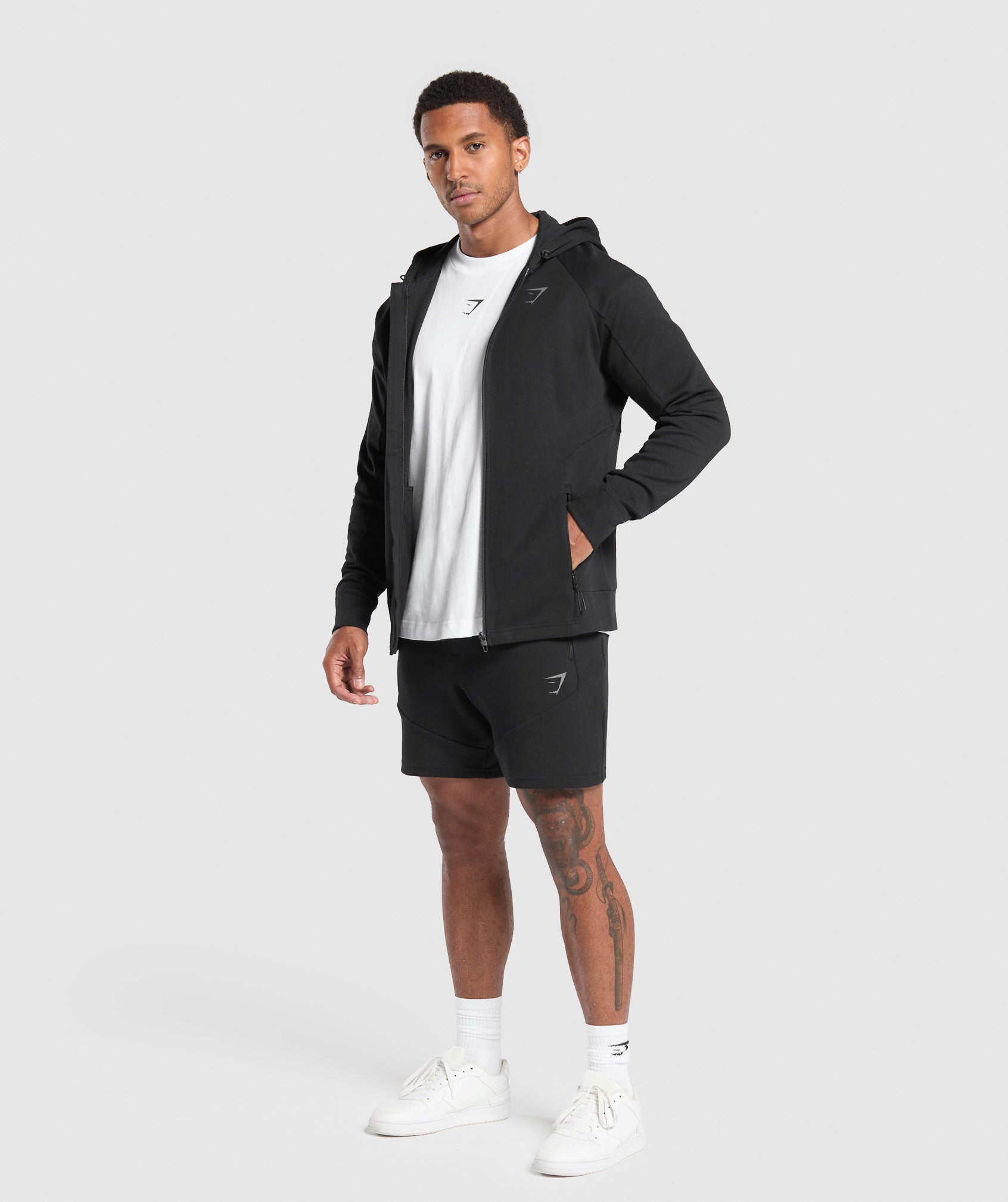 Gymshark Interlock Tech Zip Up Hoodie Black