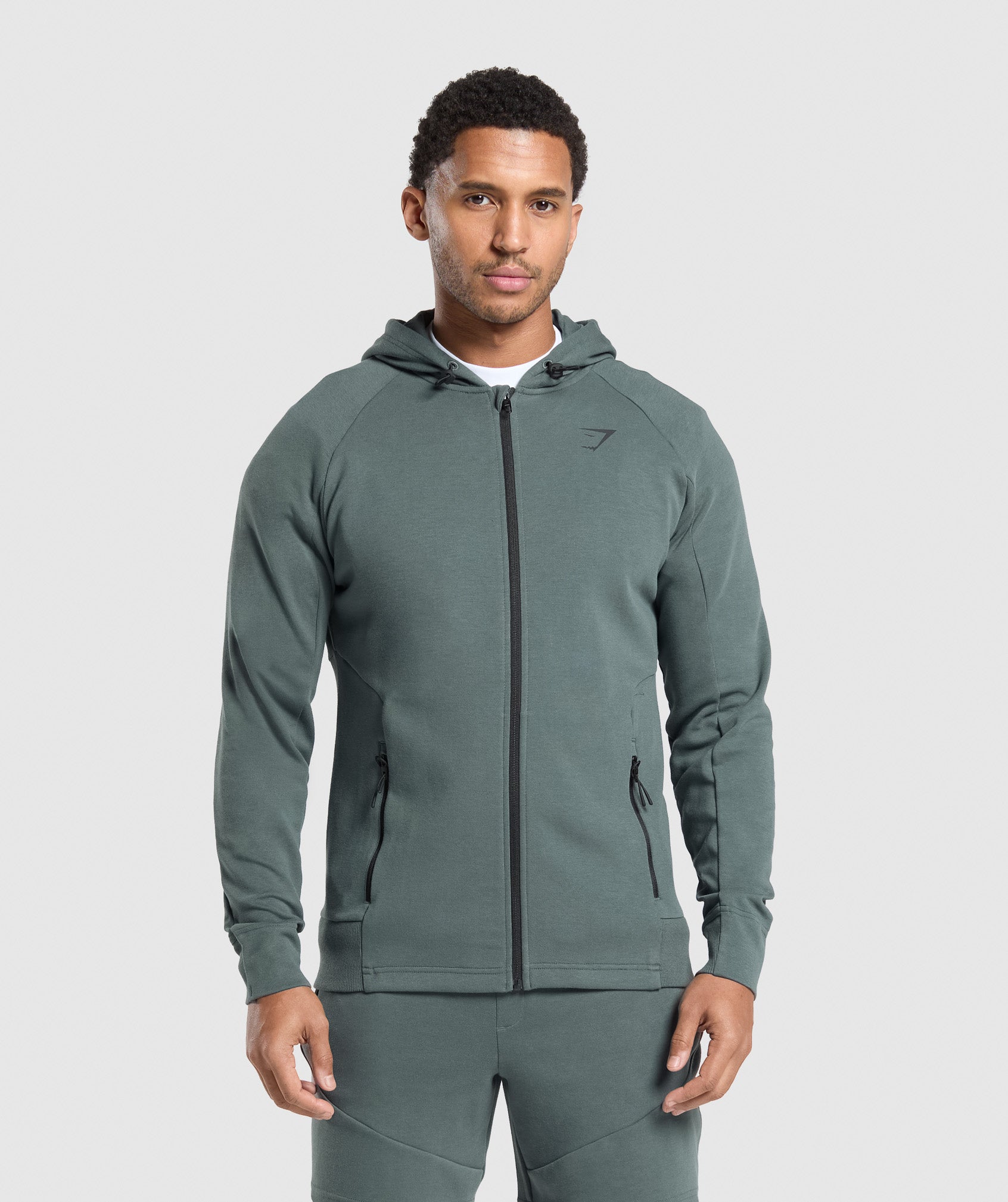 Gymshark Interlock Tech Zip Up Hoodie Slate Teal