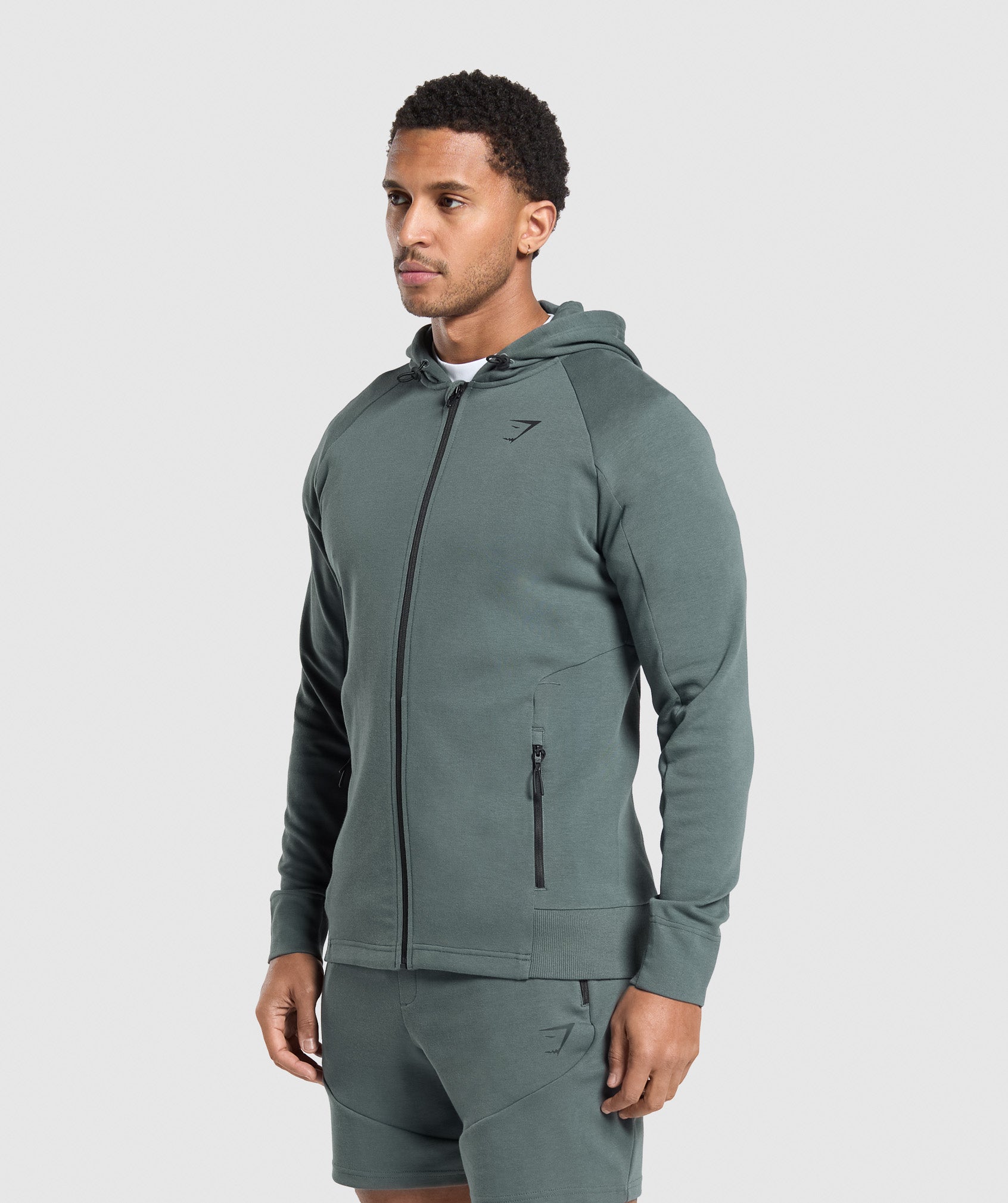Gymshark Interlock Tech Zip Up Hoodie Slate Teal