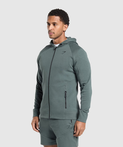 Gymshark Interlock Tech Zip Up Hoodie Slate Teal