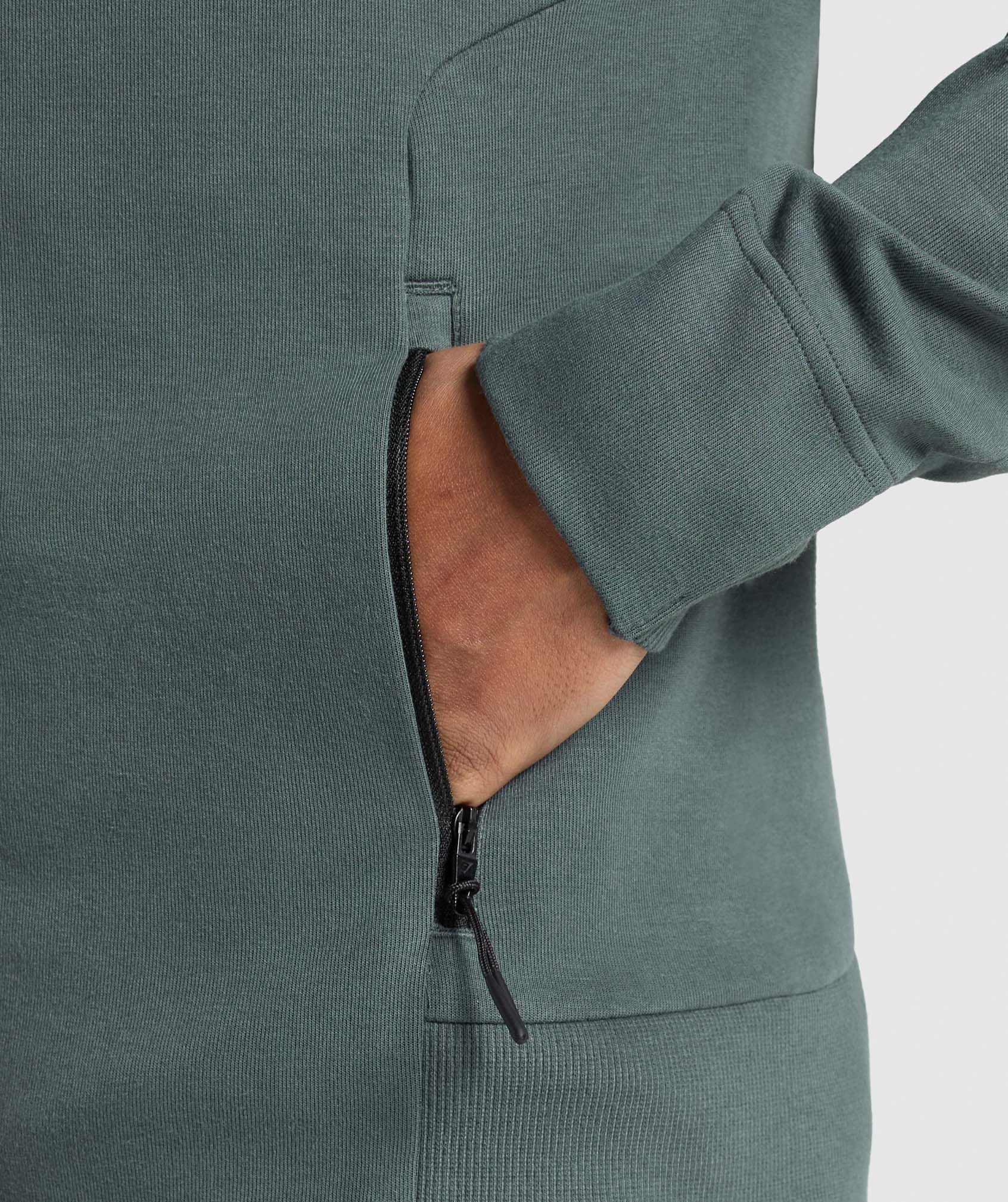 Gymshark Interlock Tech Zip Up Hoodie Slate Teal