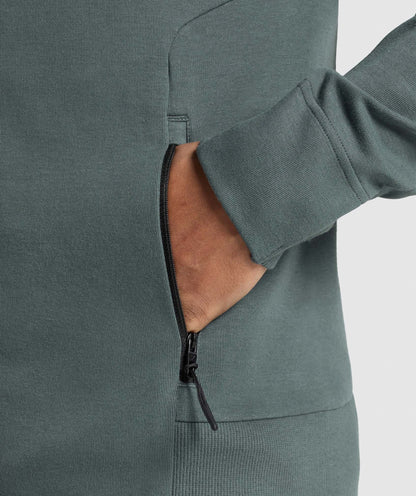 Gymshark Interlock Tech Zip Up Hoodie Slate Teal