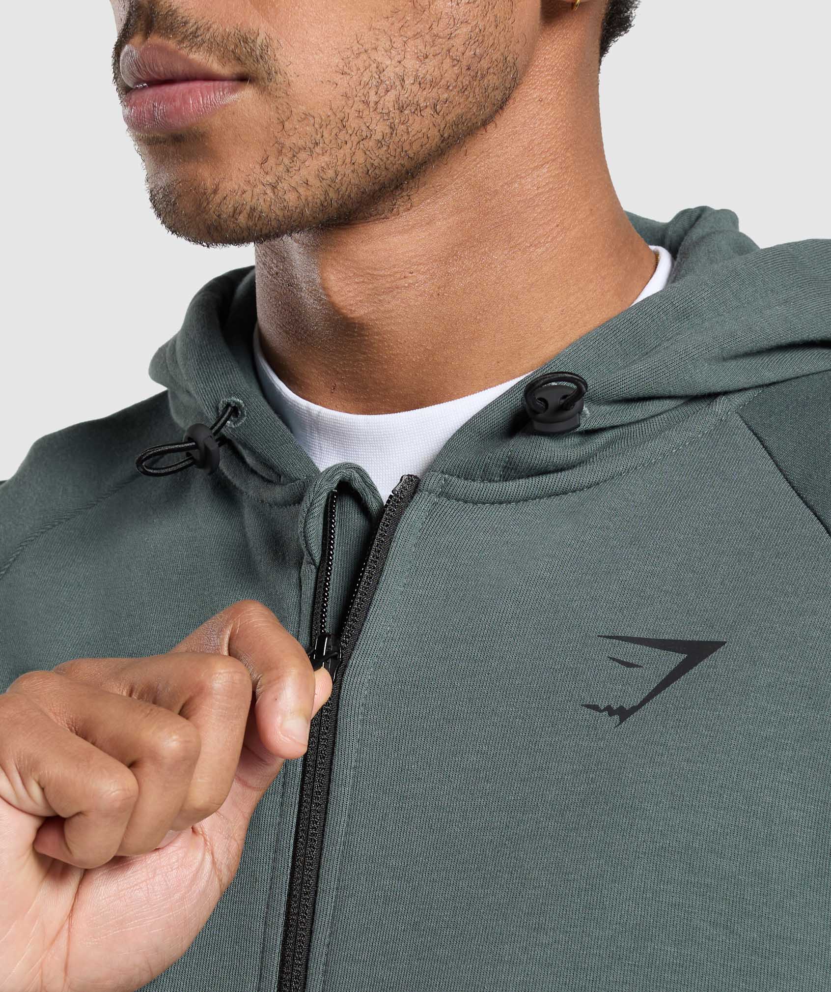 Gymshark Interlock Tech Zip Up Hoodie Slate Teal