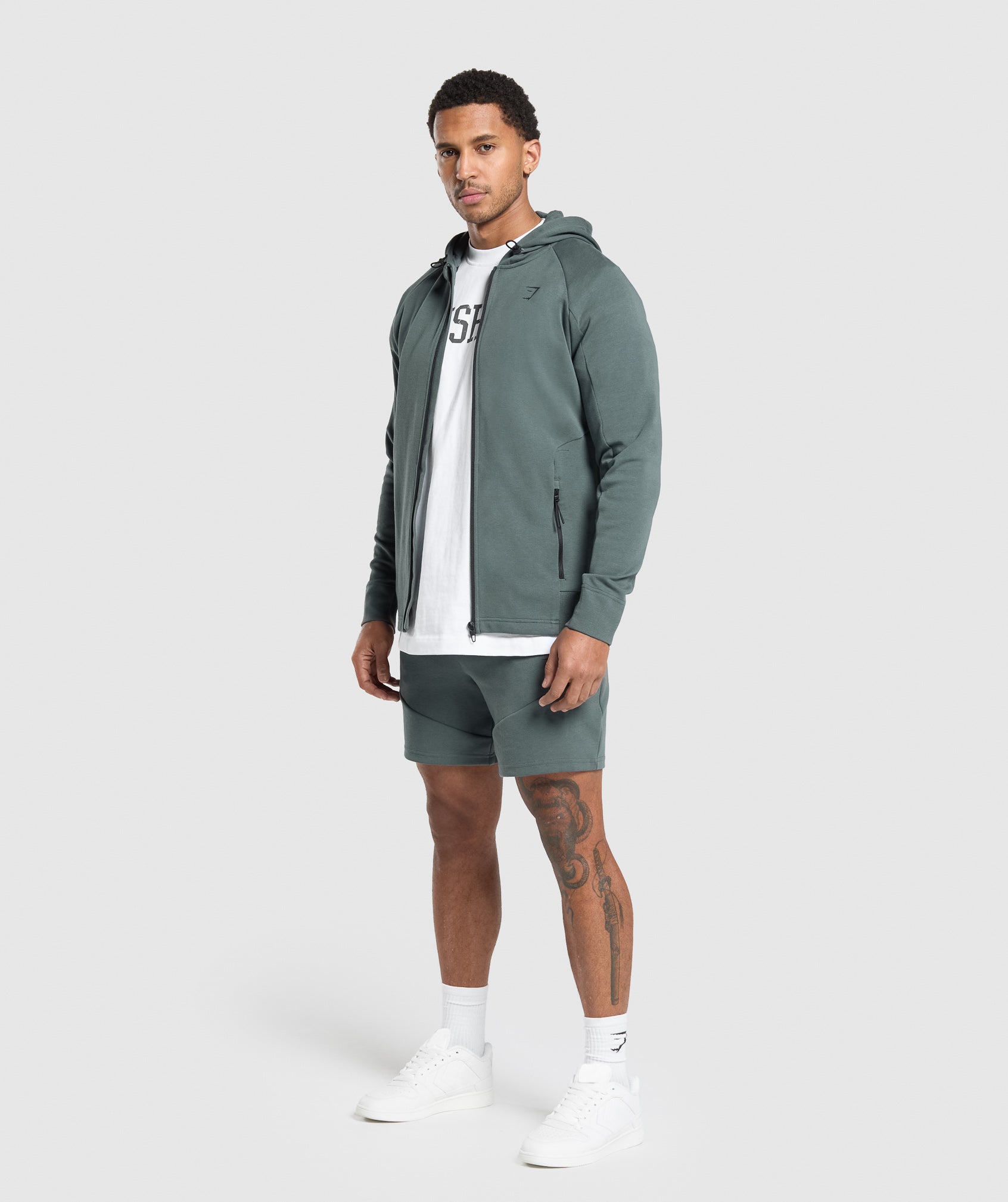 Gymshark Interlock Tech Zip Up Hoodie Slate Teal