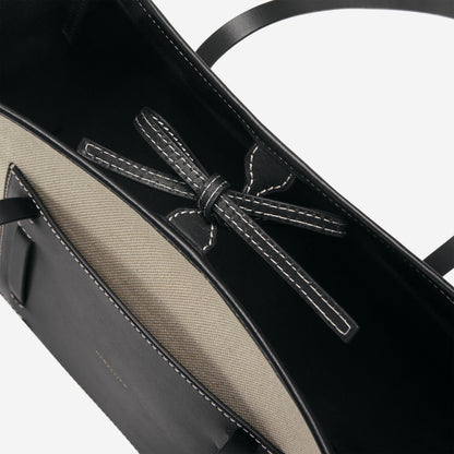 DeMellier The Capri salt & pepper canvas black smooth