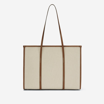 DeMellier The Capri salt & pepper canvas tan smooth