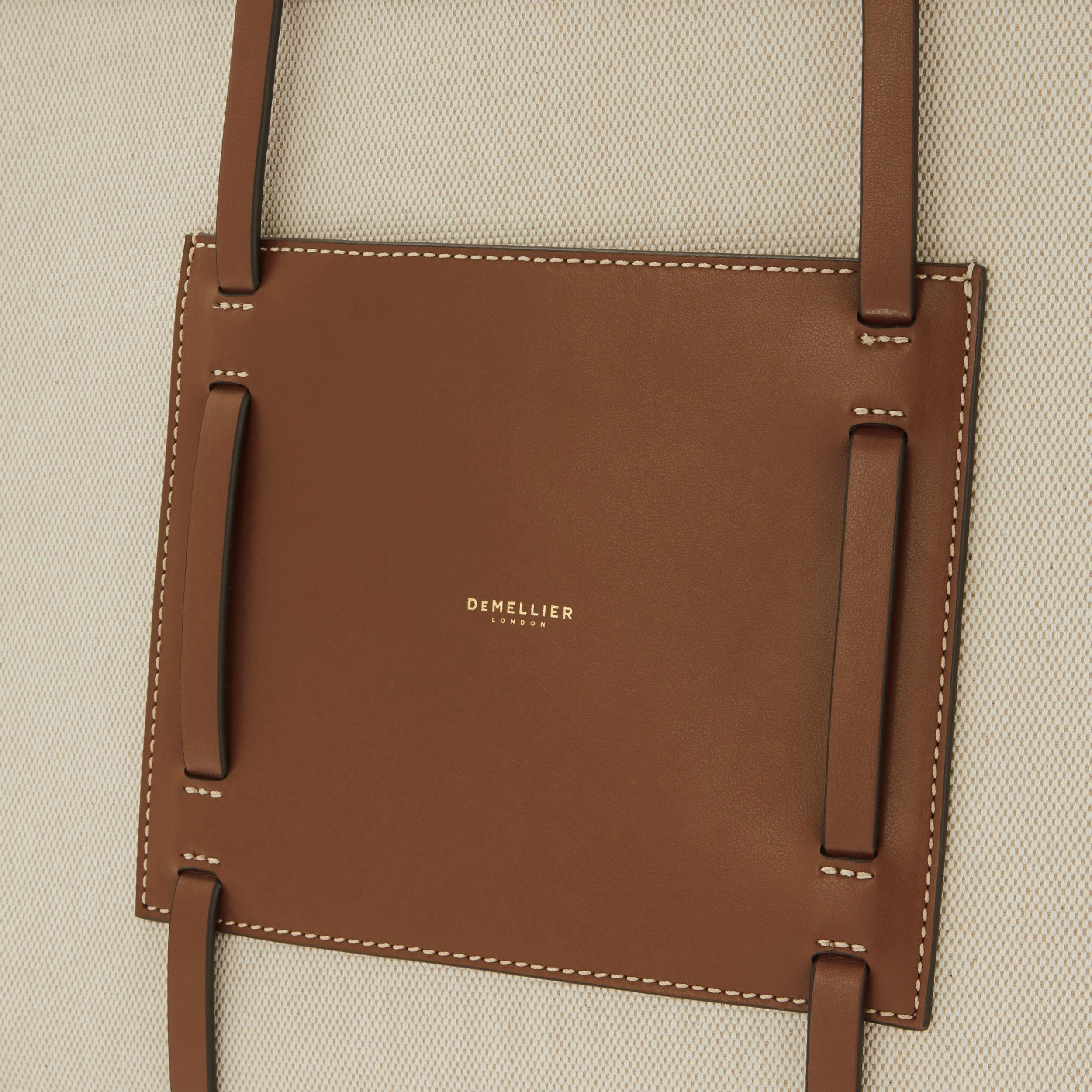 DeMellier The Capri salt & pepper canvas tan smooth