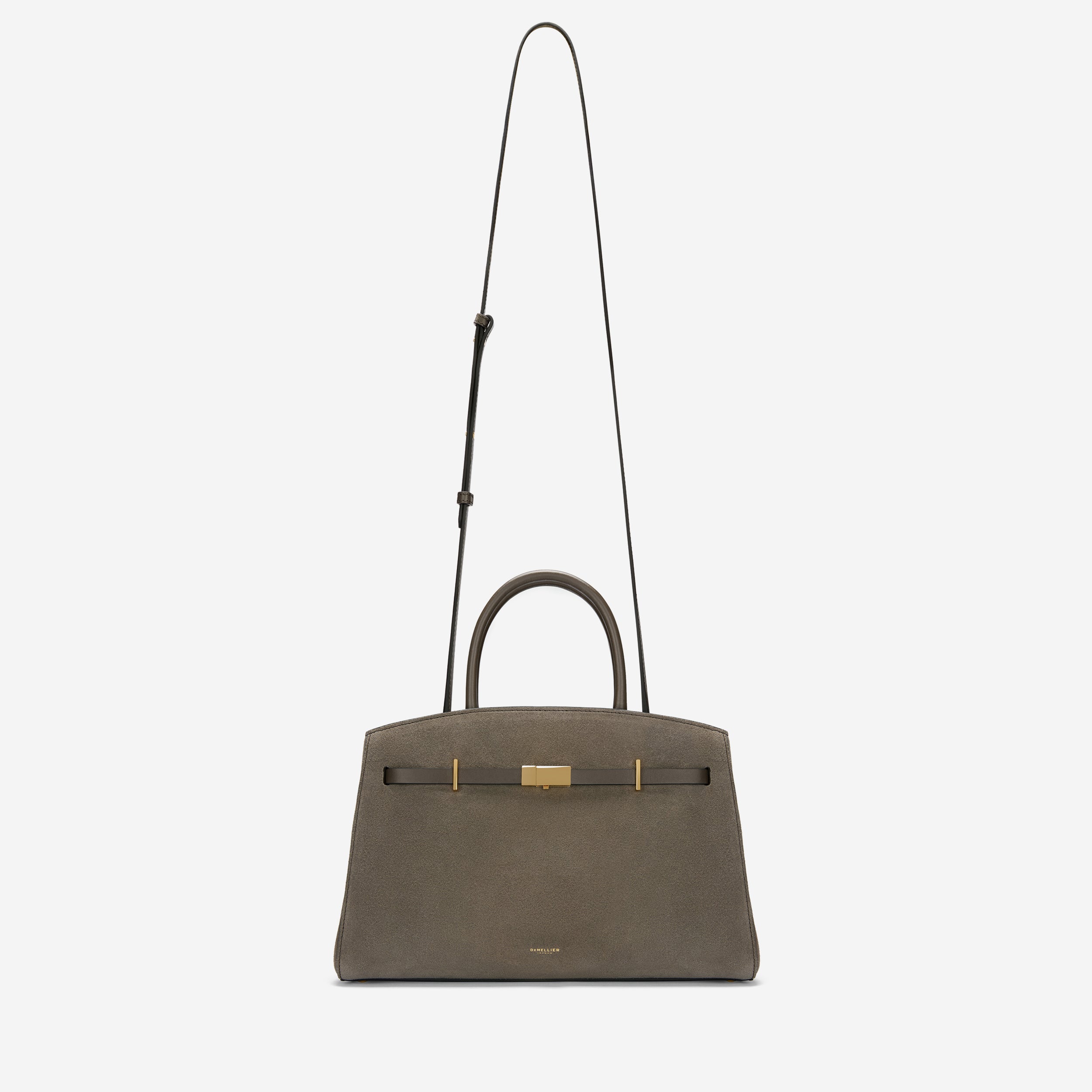DeMellier The Midi Hudson deep olive suede & deep olive smooth