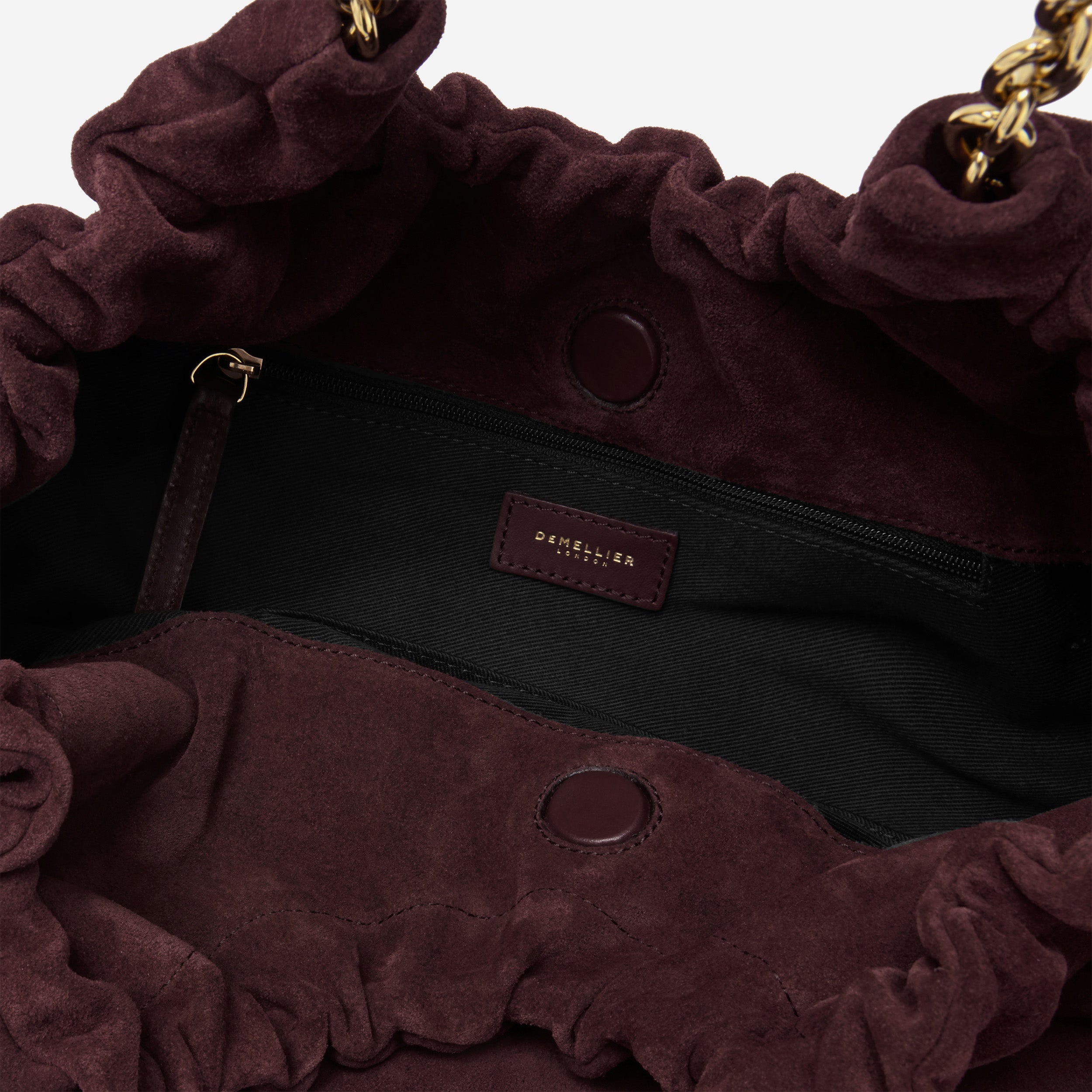 DeMellier The Midi Miami burgundy suede & burgundy smooth