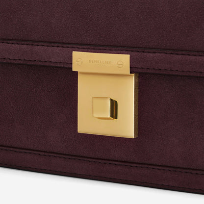 DeMellier The Paris Crossbody burgundy suede