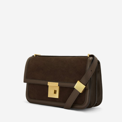 DeMellier The Paris Crossbody mocha suede & mocha smooth