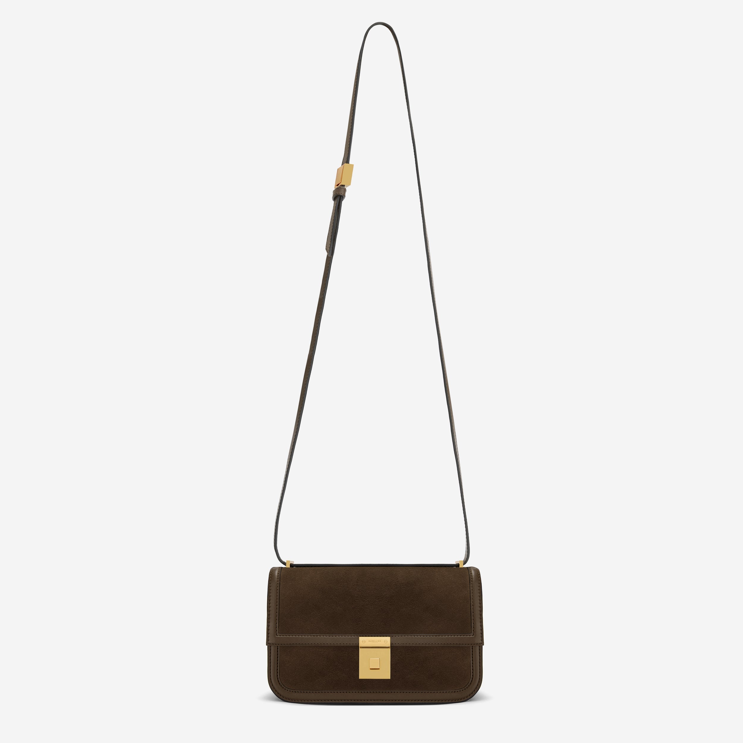 DeMellier The Paris Crossbody mocha suede & mocha smooth