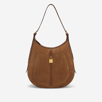 DeMellier The Siena Hobo deep tan suede & deep tan small grain