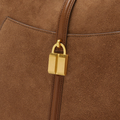 DeMellier The Siena Hobo deep tan suede & deep tan small grain