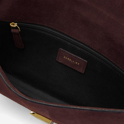 DeMellier The Vancouver Clutch burgundy suede & burgundy smooth