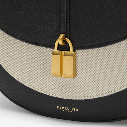 DeMellier The Siena Saddle salt & pepper canvas black small grain