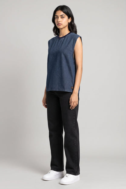BLUE DENIM WOMEN'S TANK TOP