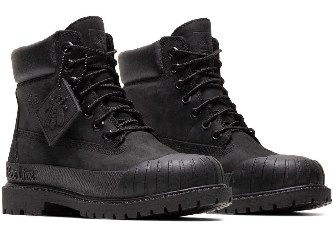 timberland 6" boot premium bee line rubber toe wp black nubuck (women's)
