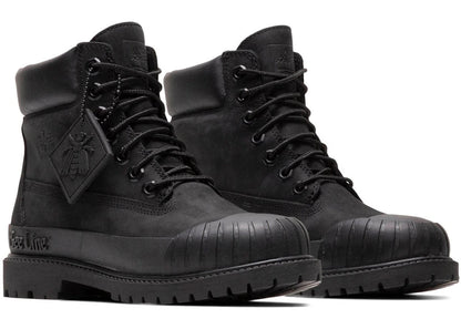 timberland 6" boot premium bee line rubber toe wp black nubuck (women's)