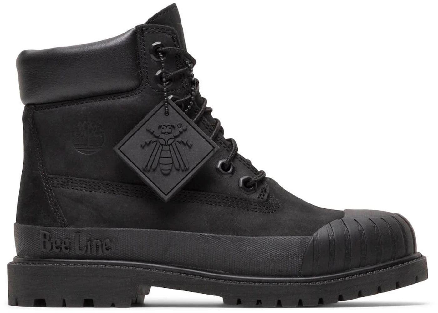 timberland 6" boot premium bee line rubber toe wp black nubuck (women's)