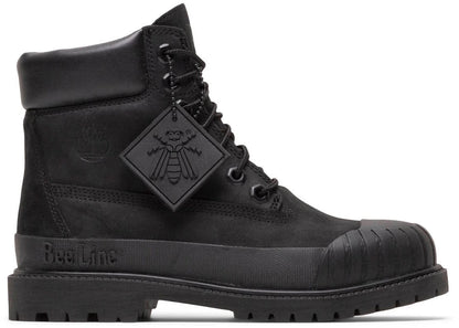timberland 6" boot premium bee line rubber toe wp black nubuck (women's)