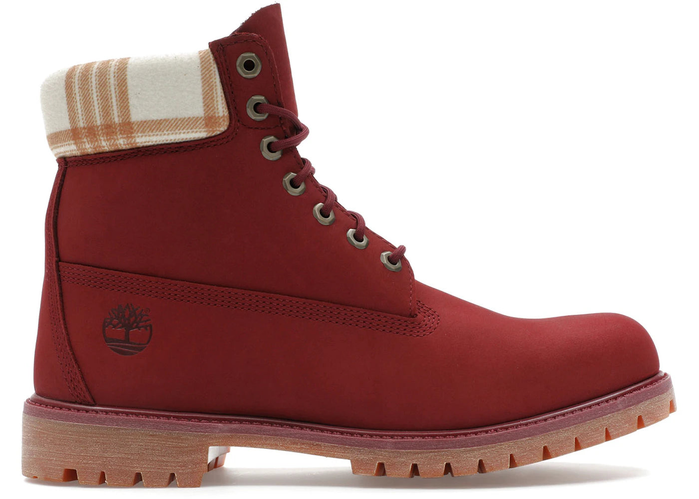 timberland 6" heritage waterproof boot dark red plaid