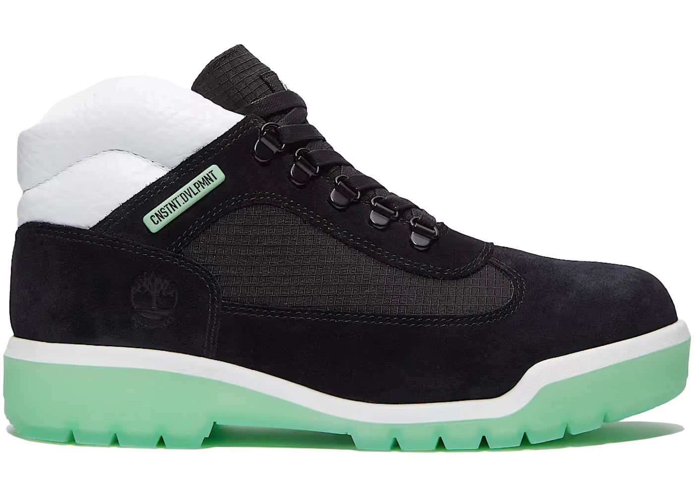 timberland field boot waterproof cnstnt dvlpmnt black green glow
