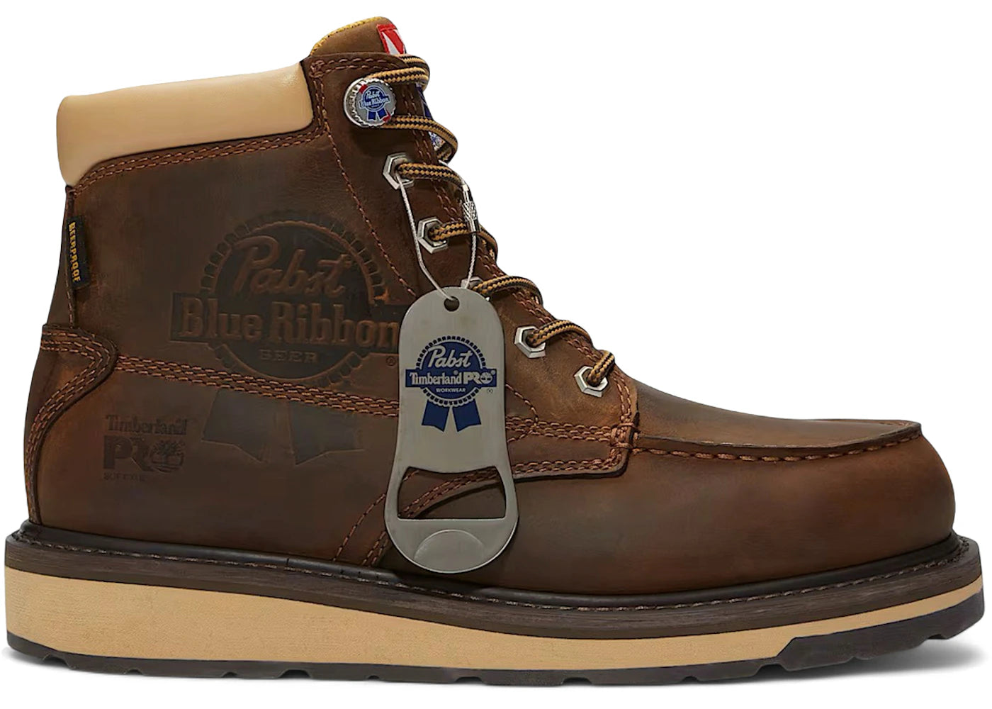 timberland pro gridworks 6" soft toe waterproof work boot pabst blue ribbon brown full-grain