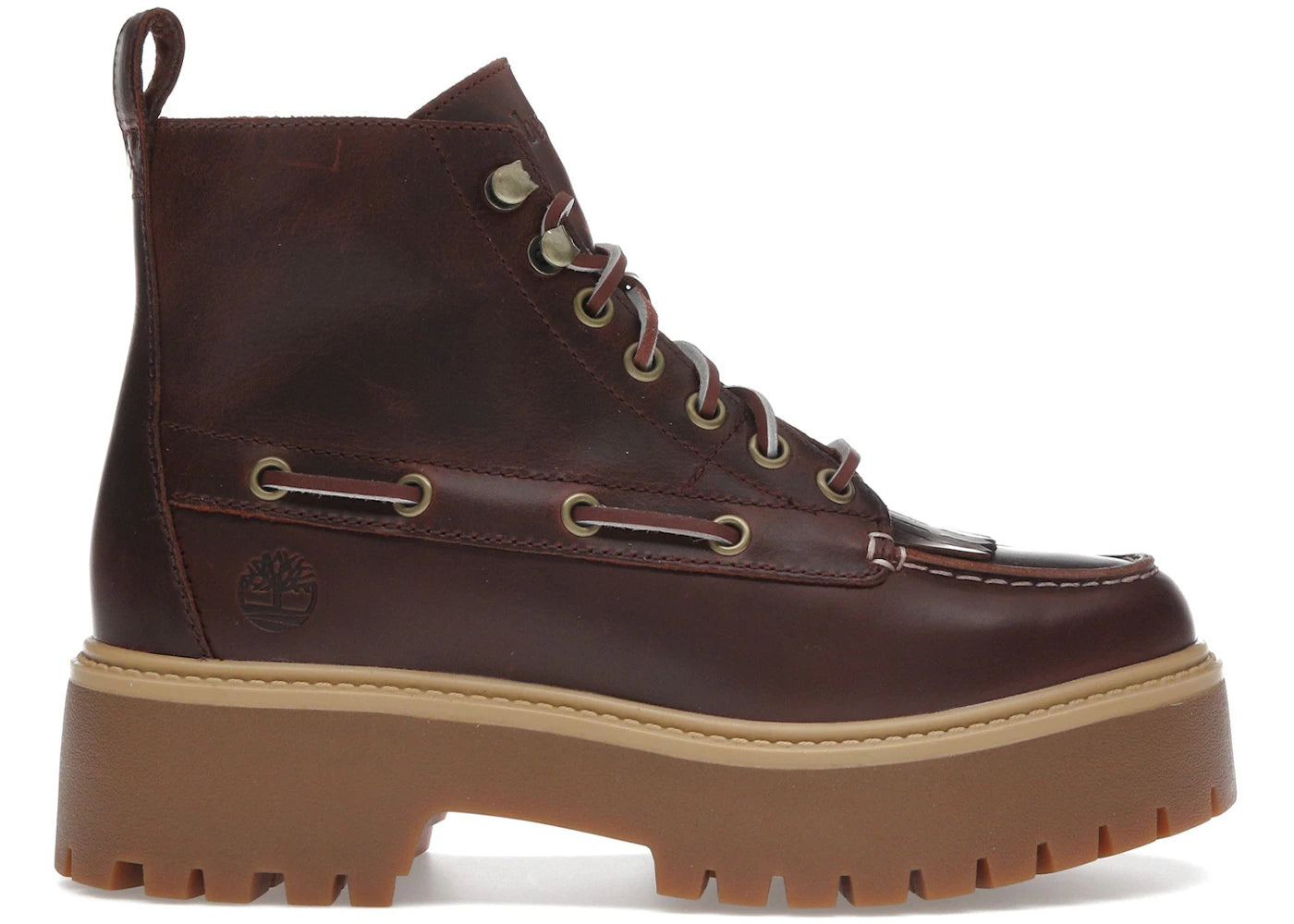Timberland Stone Street Mid 7-Eye Platform Kiltie Boot Root Beer Full-Grain (Women'S)