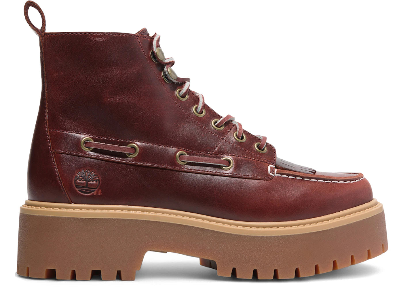 Timberland Stone Street Mid 7-Eye Platform Kiltie Boot Root Beer Full-Grain (Women'S)