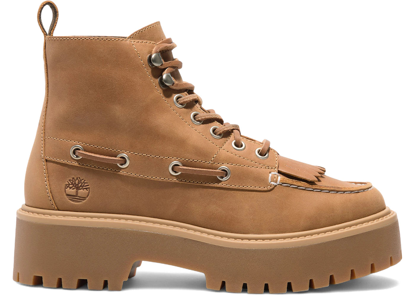Timberland Stone Street Mid 7-Eye Platform Kiltie Boot Wheat Full-Grain (Women'S)