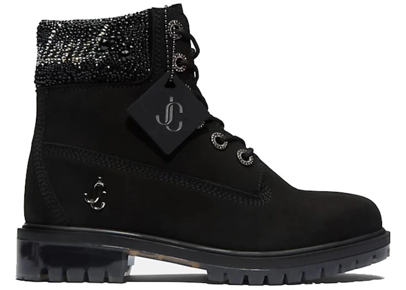 timberland x jimmy choo 6" boots black crystal collar