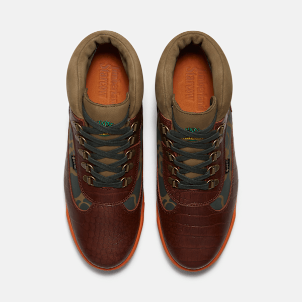 Timberland X Starcow Waterproof Field Boot Brown Croc Embossed Full-Grain
