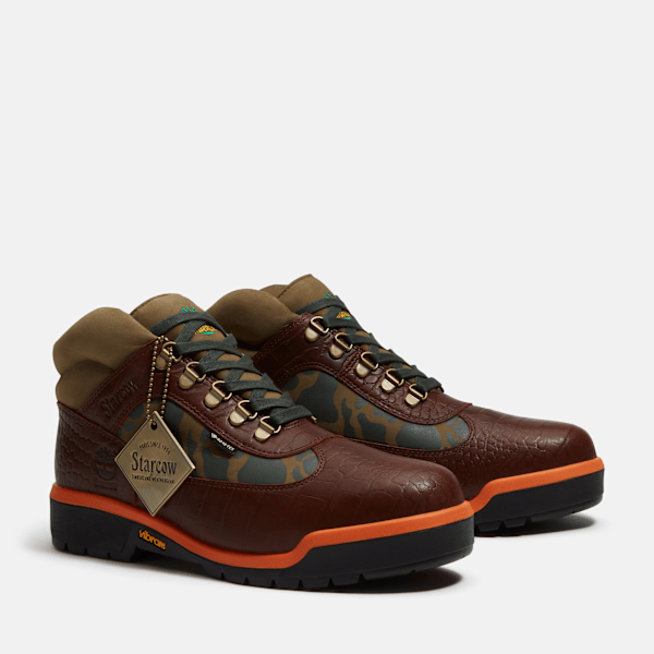 Timberland X Starcow Waterproof Field Boot Brown Croc Embossed Full-Grain