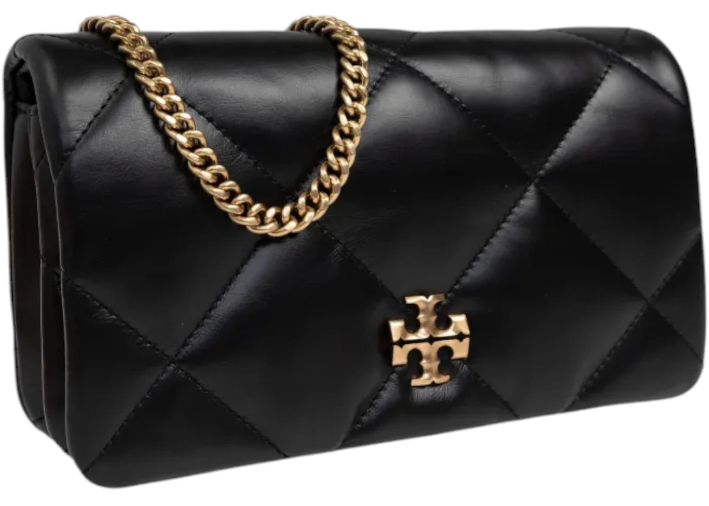 Tory Burch Kira Diamond Quilt Chain Wallet Black