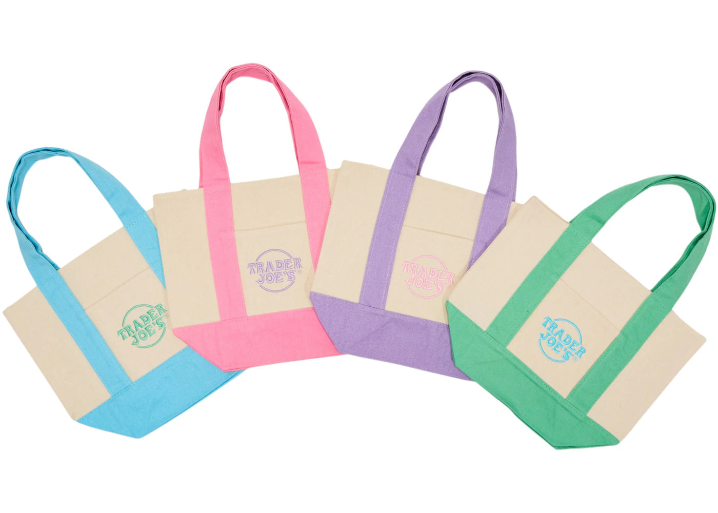 Trader Joe'S Mini Canvas Tote Bag (Set Of 4) Pastel