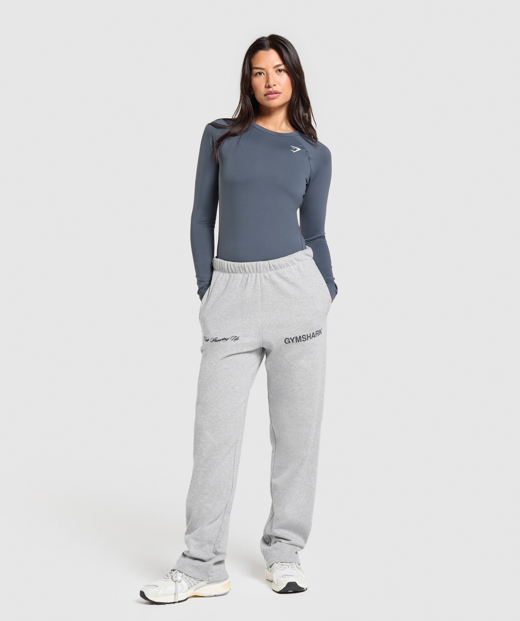 Women's Gymshark Training Baselayer Long Sleeve Top Titanium Blue