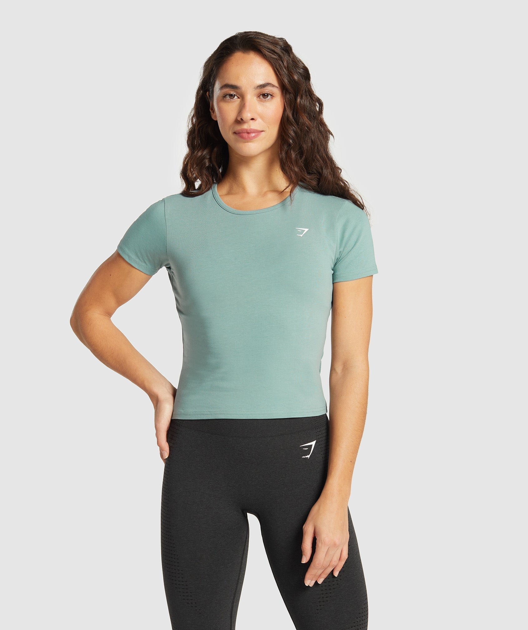 Women's Gymshark Training Cotton Baby Tee Celeste Blue