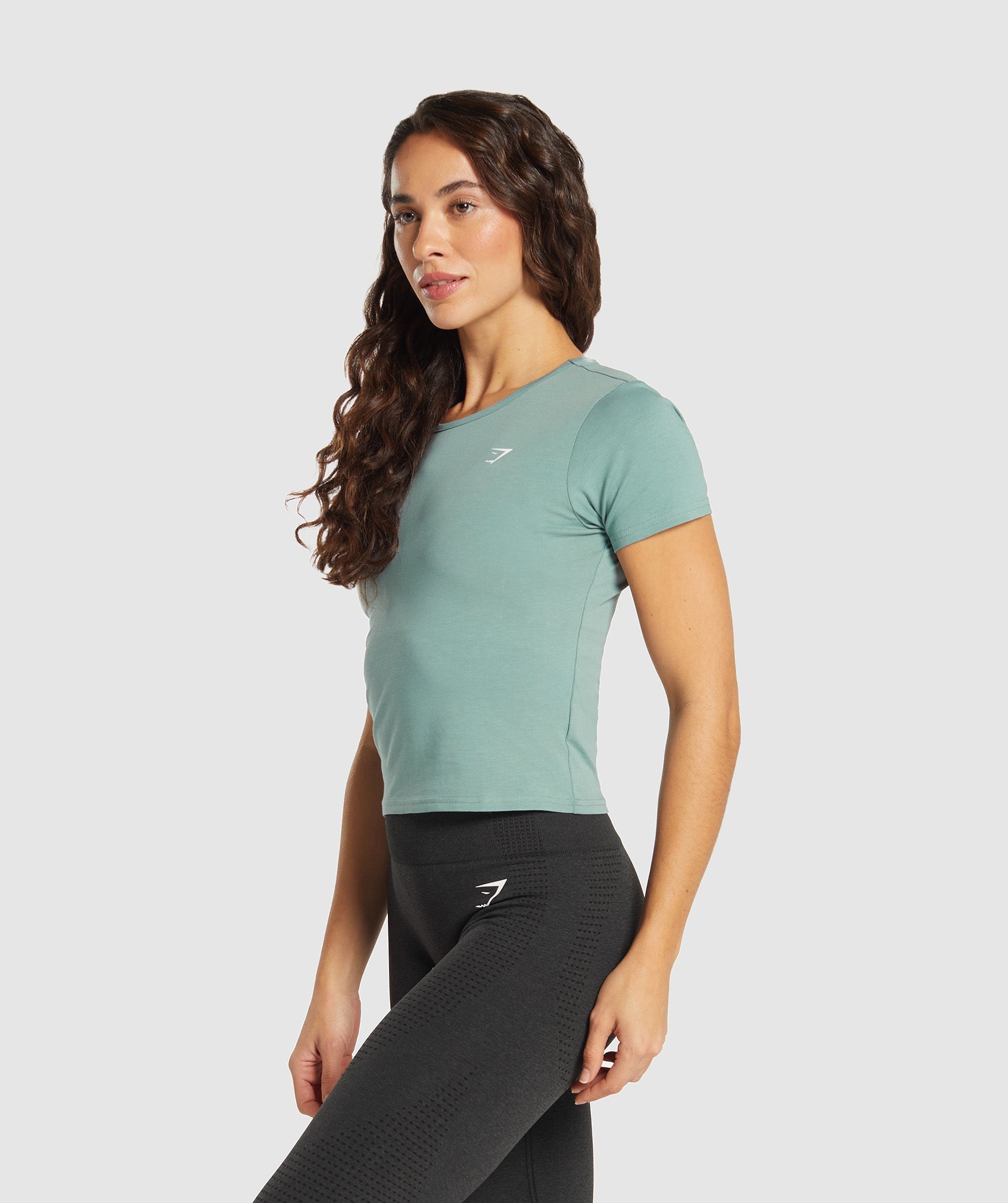 Women's Gymshark Training Cotton Baby Tee Celeste Blue