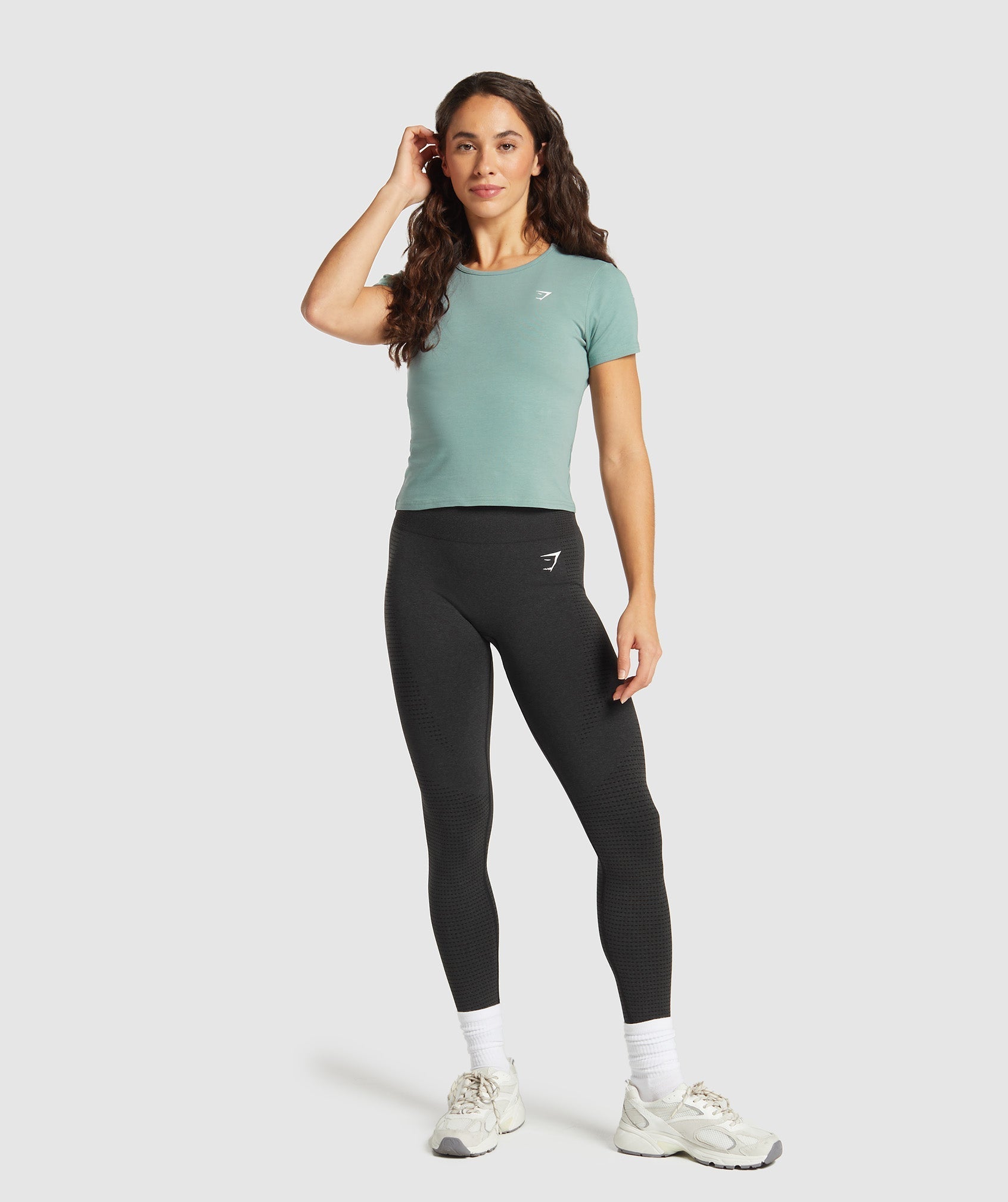 Women's Gymshark Training Cotton Baby Tee Celeste Blue