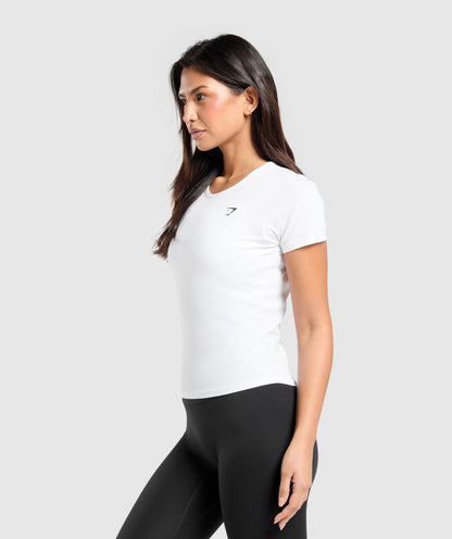 Women's Gymshark Training Cotton Baby Tee White