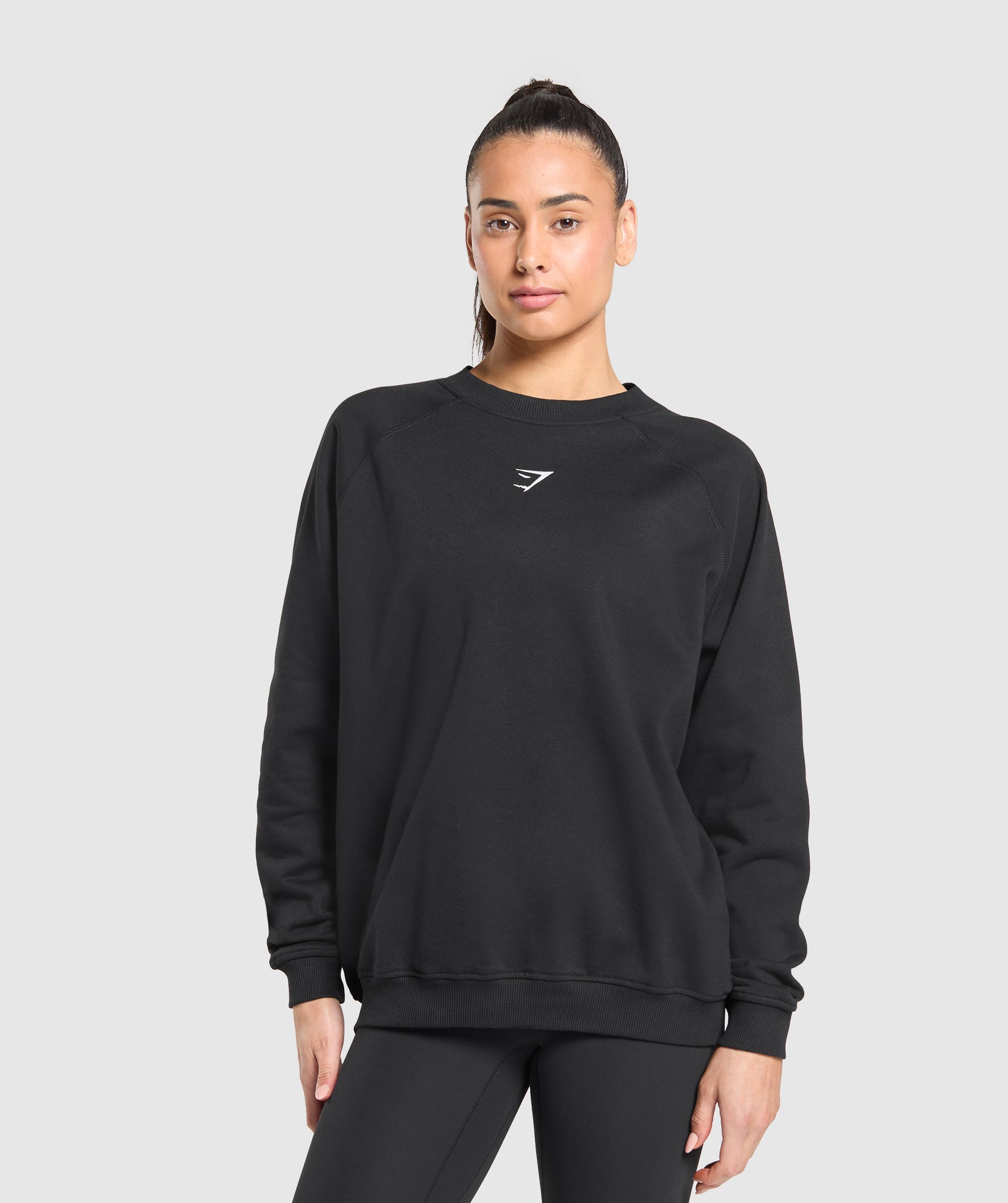 Women's Gymshark Training Oversized Fleece Sweatshirt Black
