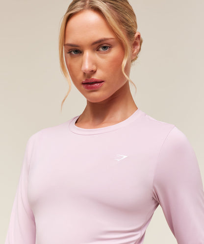 Women's Gymshark Training Midi Long Sleeve Top Haze Pink