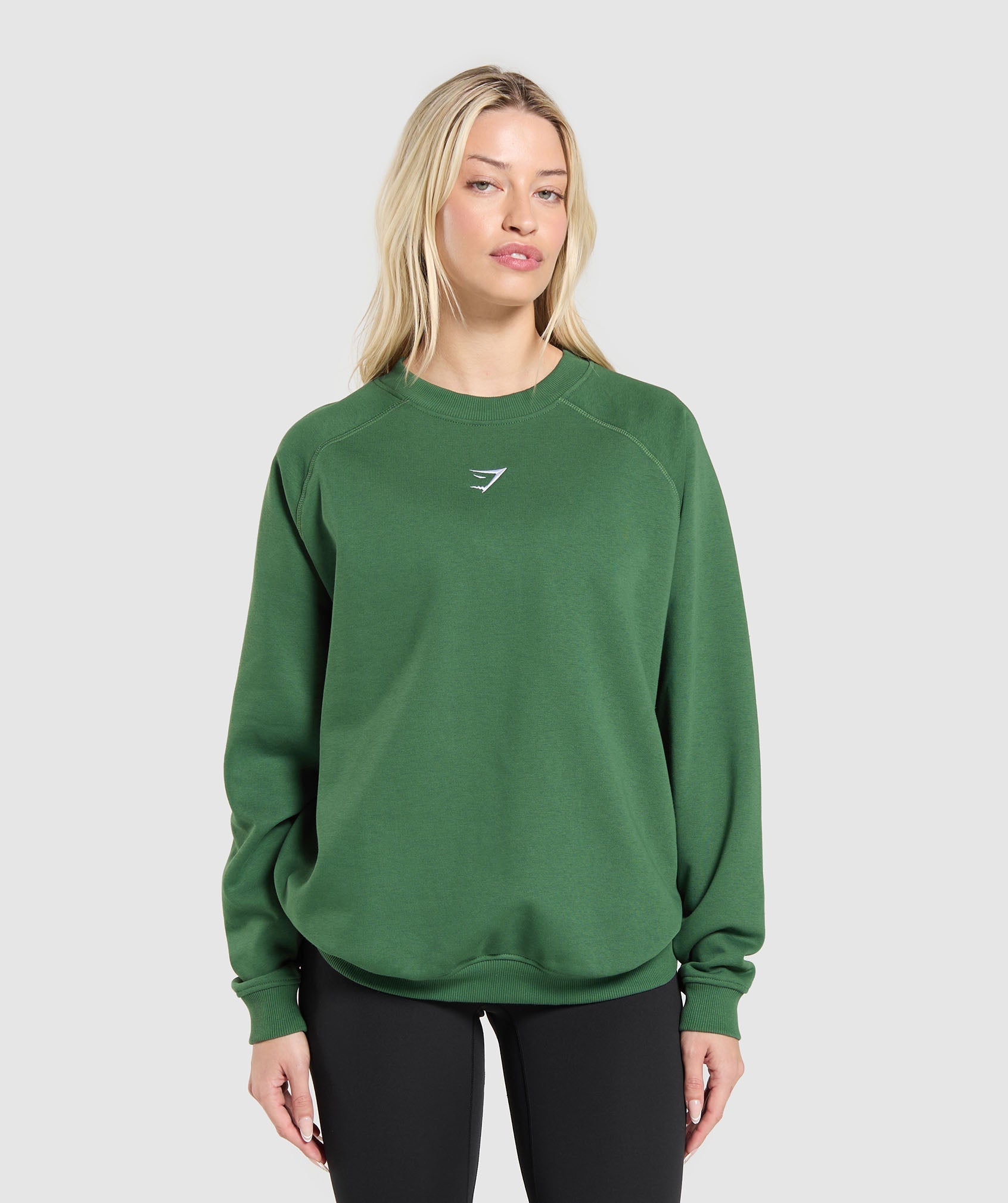 Women's Gymshark Training Oversized Fleece Sweatshirt Classic Green