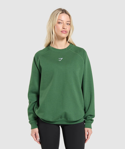 Women's Gymshark Training Oversized Fleece Sweatshirt Classic Green
