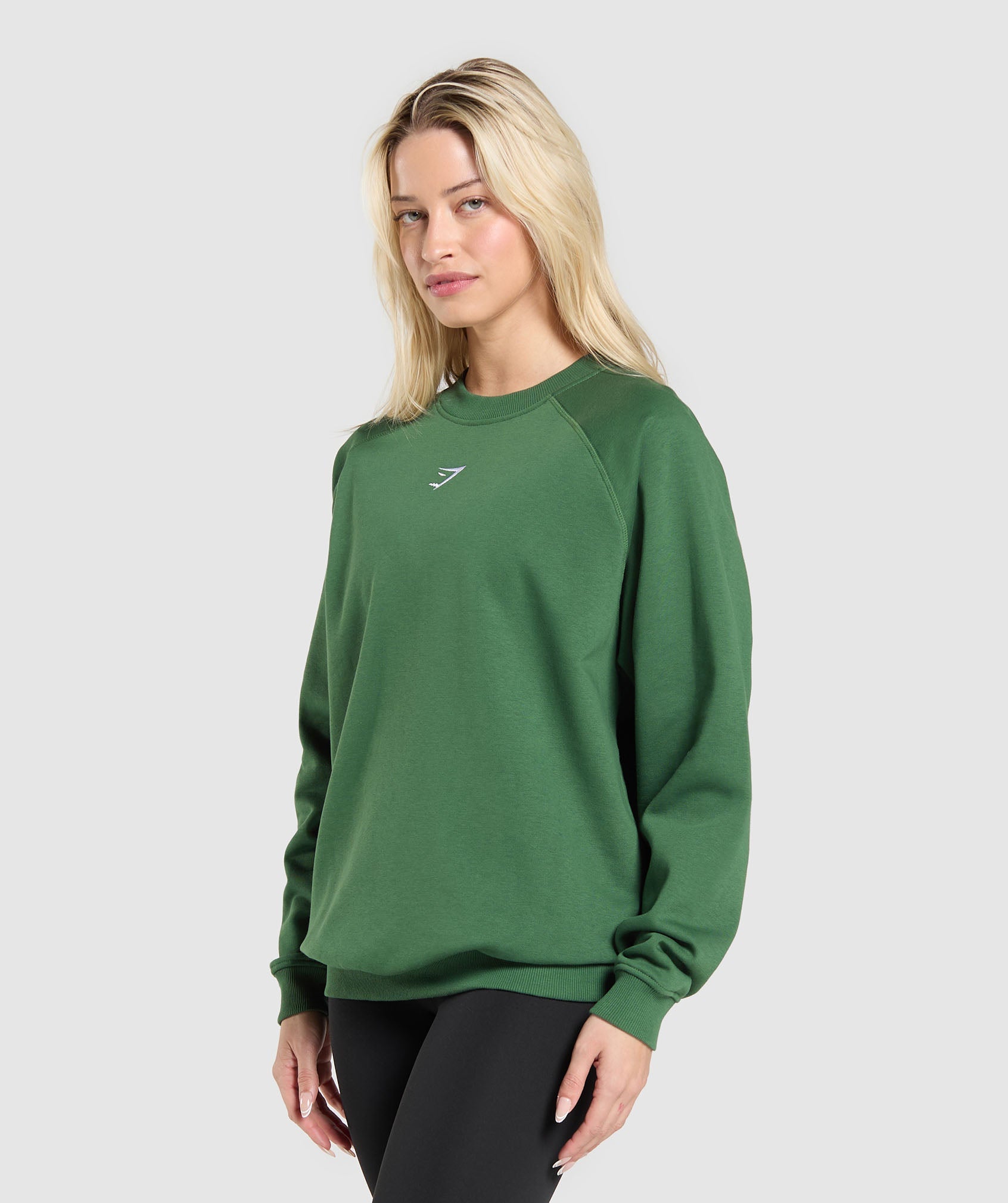 Women's Gymshark Training Oversized Fleece Sweatshirt Classic Green